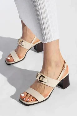 FERRAGAMO kremowy Sandały na obcasie ‘Lou’