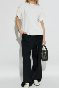 FERRAGAMO kremowy T-shirt o luźnym kroju