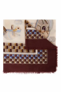FERRAGAMO MULTIKOLOR Kaszmirowa chusta z nadrukiem