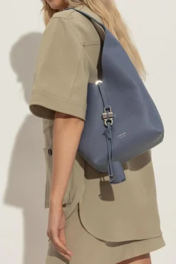 FERRAGAMO NIEBIESKI Skórzana torba na ramię