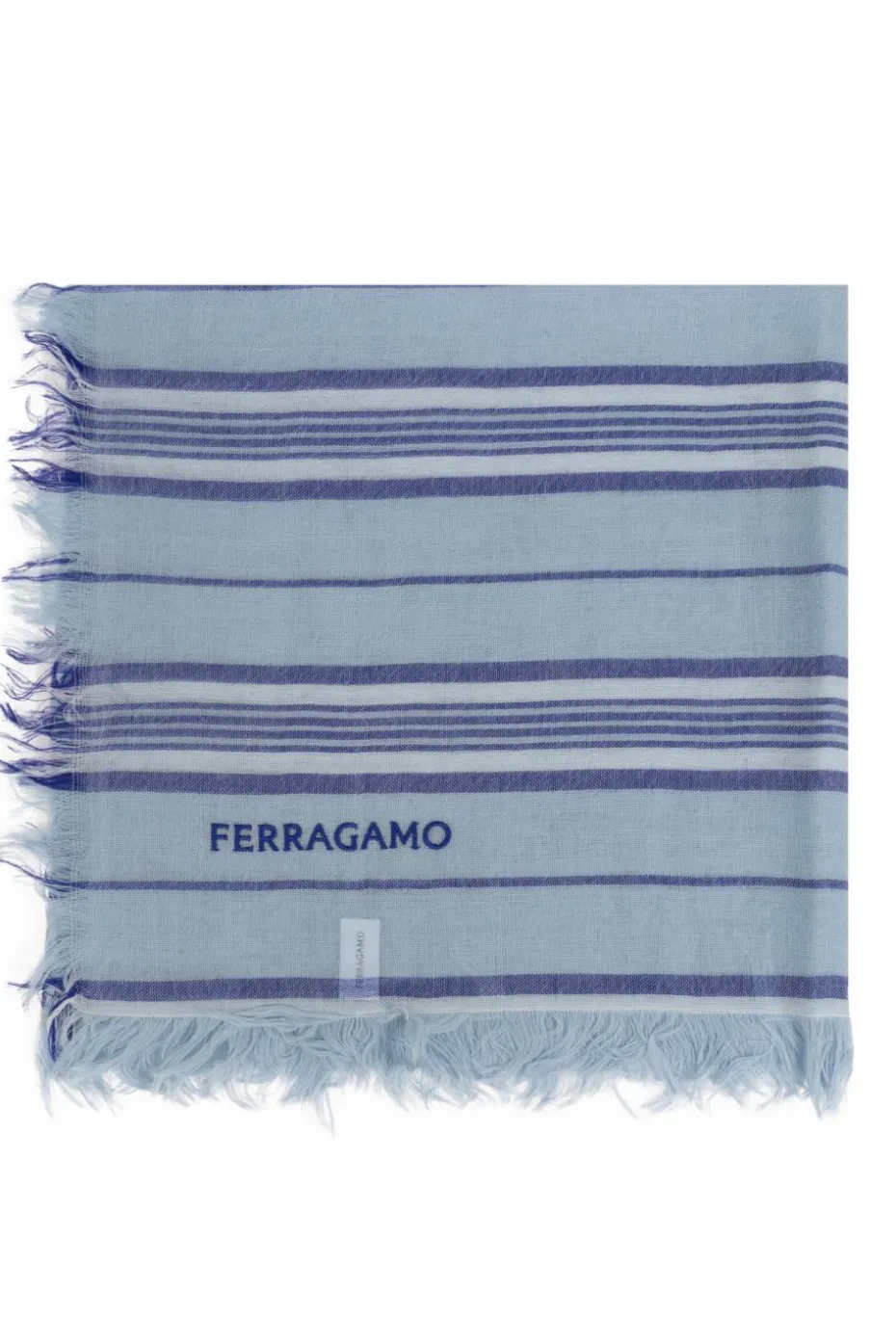 FERRAGAMO NIEBIESKI Wełniany szal