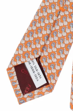 FERRAGAMO POMARAŃCZOWY Jedwabny krawat