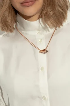 FERRAGAMO RÓŻOWY Naszyjnik z zawieszką w kształcie logo