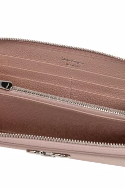 FERRAGAMO RÓŻOWY Skórzany portfel