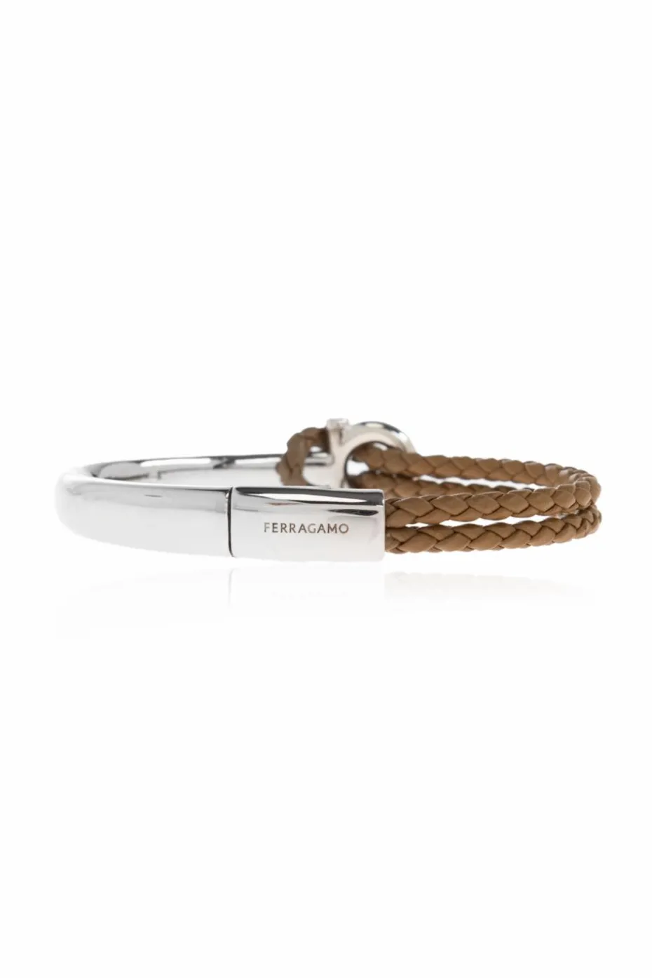 FERRAGAMO SREBRNY Bransoleta z logo