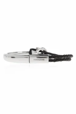 FERRAGAMO SREBRNY Bransoleta z wygrawerowanym logo