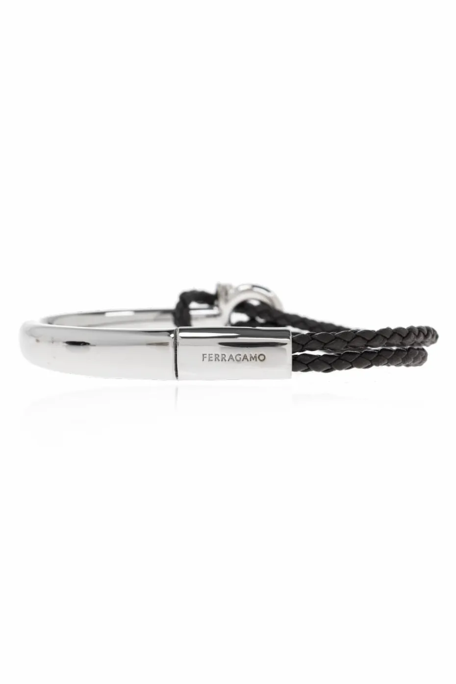 FERRAGAMO SREBRNY Bransoleta z wygrawerowanym logo