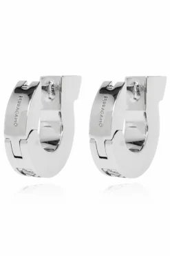 FERRAGAMO SREBRNY Kolczyki z logo