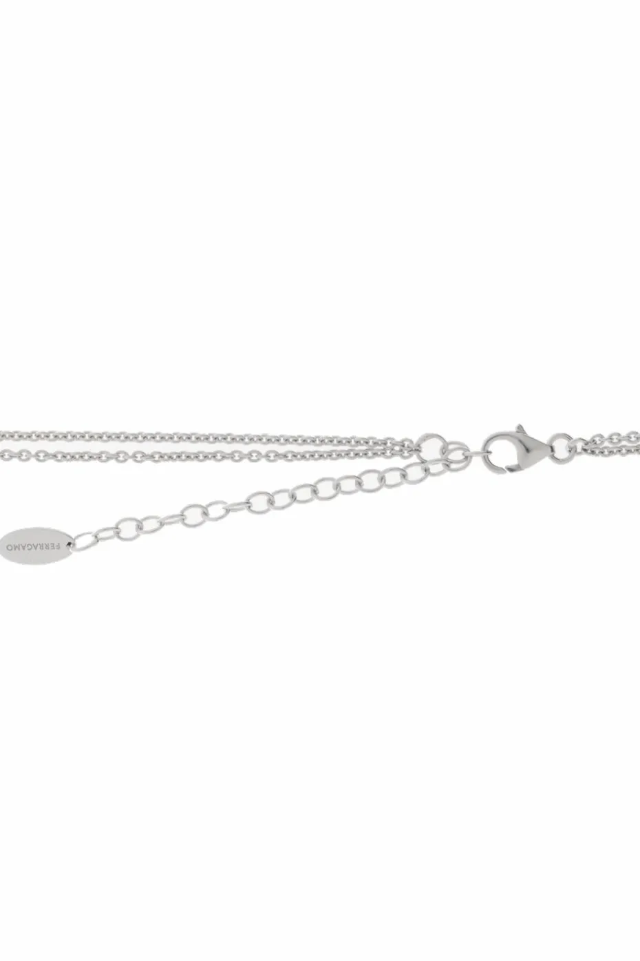 FERRAGAMO SREBRNY Naszyjnik z zawieszką z wygrawerowanym logo