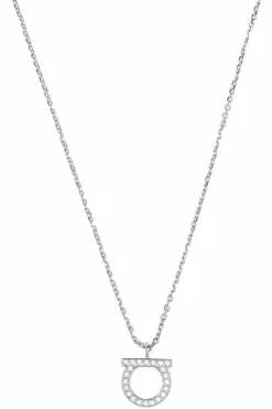 FERRAGAMO SREBRNY Naszyjnik z logo