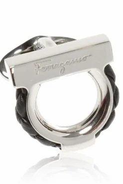 FERRAGAMO SREBRNY Spinki do mankietów z motywem ‘Gancini’