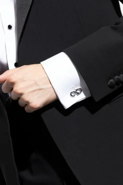 FERRAGAMO SREBRNY Spinki do mankietów w kształcie logo