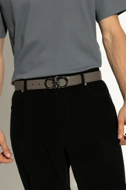 FERRAGAMO SZARY Dwustronny pasek