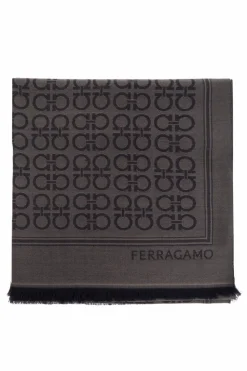 FERRAGAMO SZARY Szal z monogramem