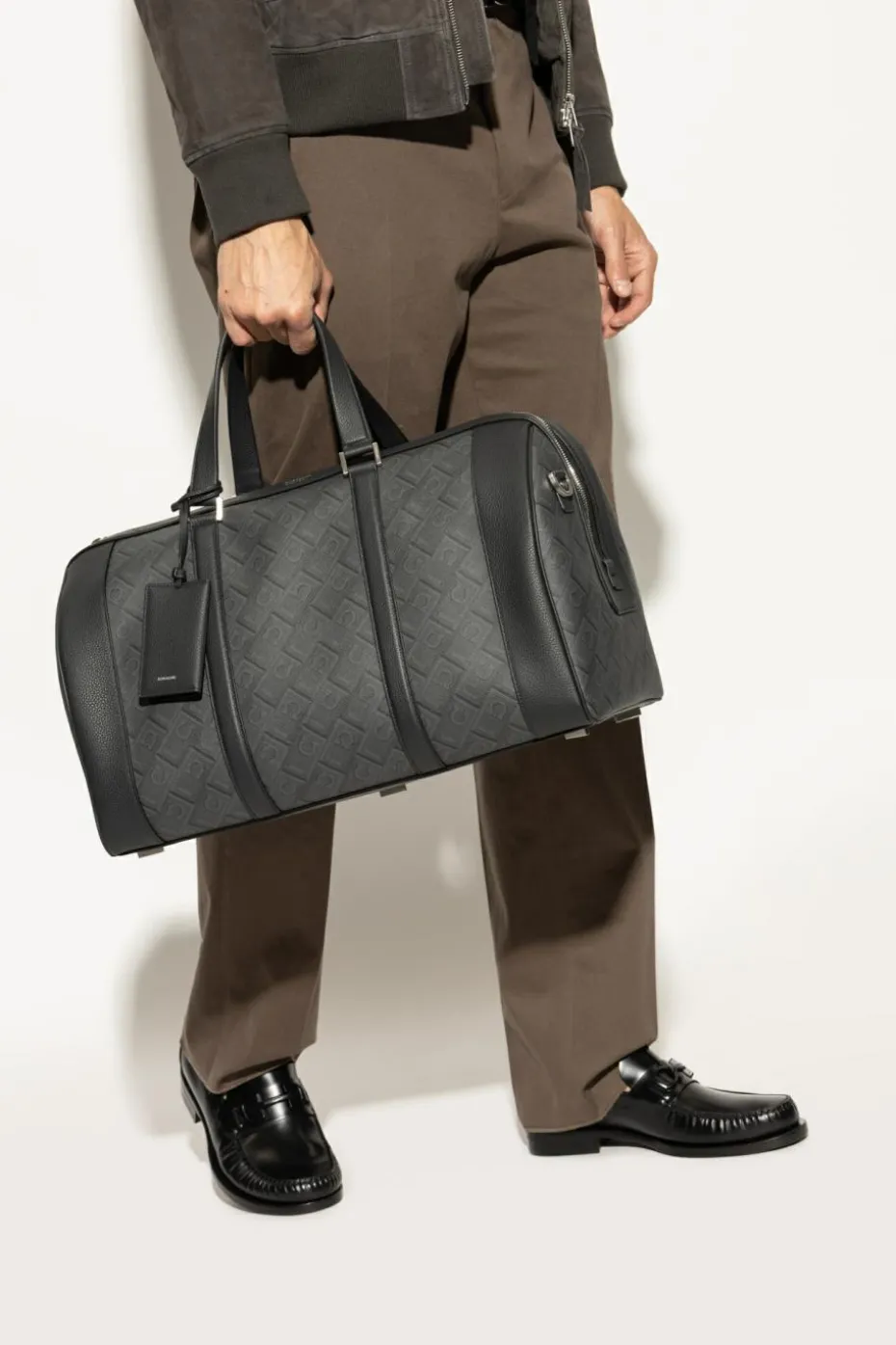 FERRAGAMO SZARY Torba podręczna