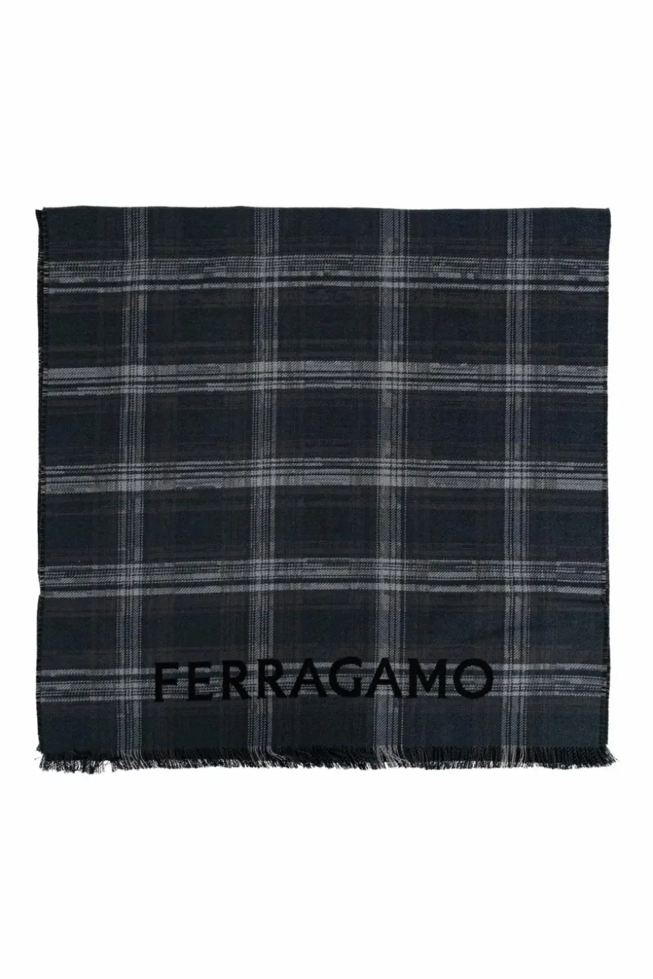FERRAGAMO SZARY Wełniany szal