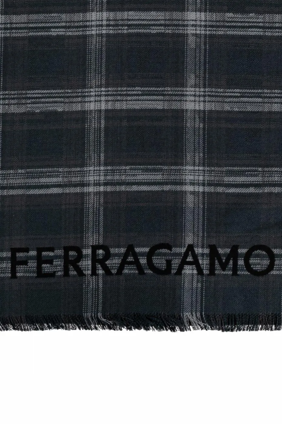 FERRAGAMO SZARY Wełniany szal