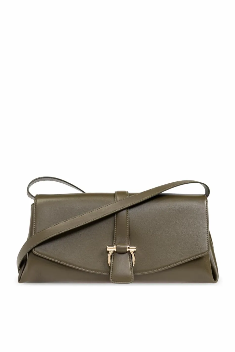 FERRAGAMO ZIELONY Skórzana torba na ramię