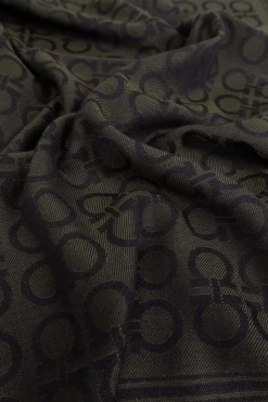 FERRAGAMO ZIELONY Szal z monogramem
