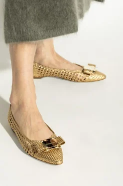 FERRAGAMO ZŁOTY Baleriny `Zea`