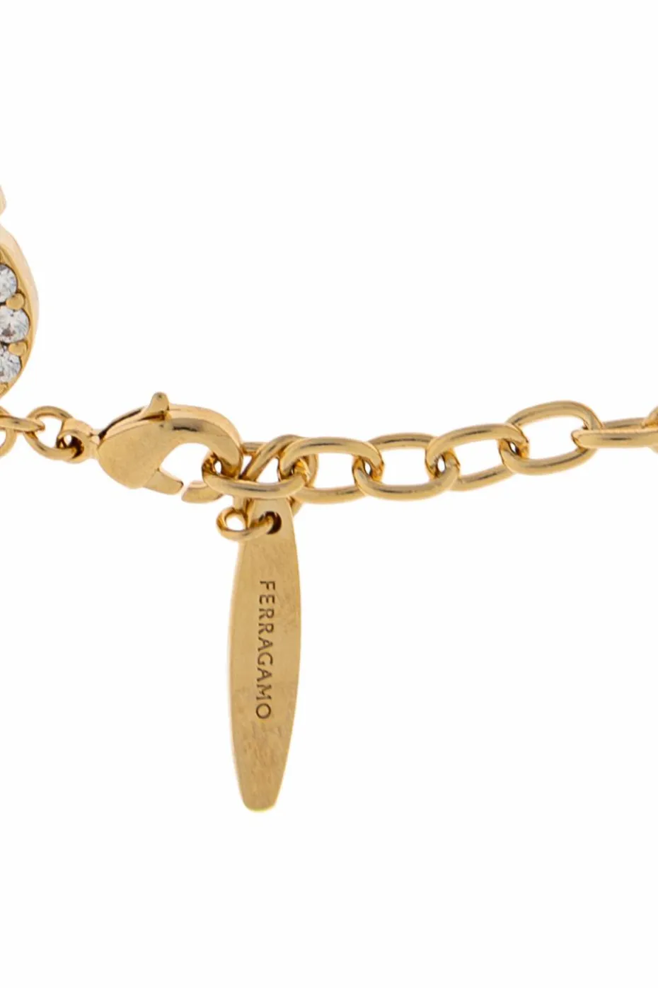 FERRAGAMO ZŁOTY Bransoleta z połyskującymi kryształami