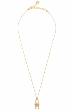 FERRAGAMO ZŁOTY Naszyjnik z zawieszką w kształcie logo