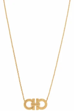 FERRAGAMO ZŁOTY Naszyjnik z zawieszką w kształcie logo