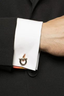 FERRAGAMO ZŁOTY Spinki do mankietów z logo