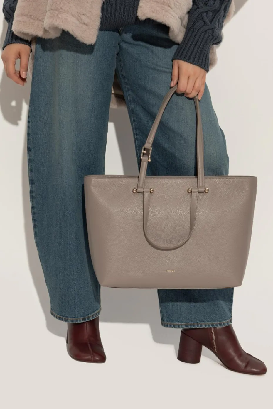 Furla SZARY Torba `Duetto Large` typu `shopper`