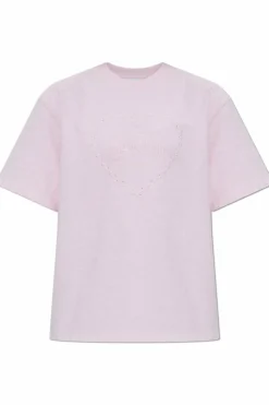 Ganni RÓŻOWY T-shirt z logo