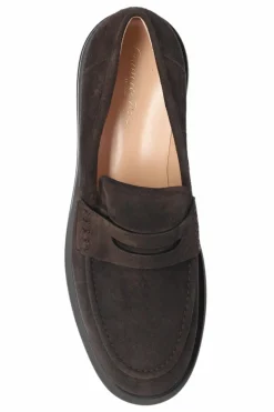 Gianvito Rossi BRĄZOWY Zamszowe ‘Harris’ typu ‘loafers’