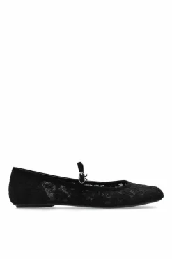 Gianvito Rossi CZARNY Koronkowe baleriny `Claudia`