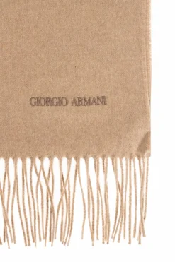 Giorgio Armani beżowy Kaszmirowy szal z frędzlami