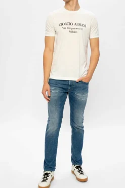 Giorgio Armani BIAŁY T-shirt z logo