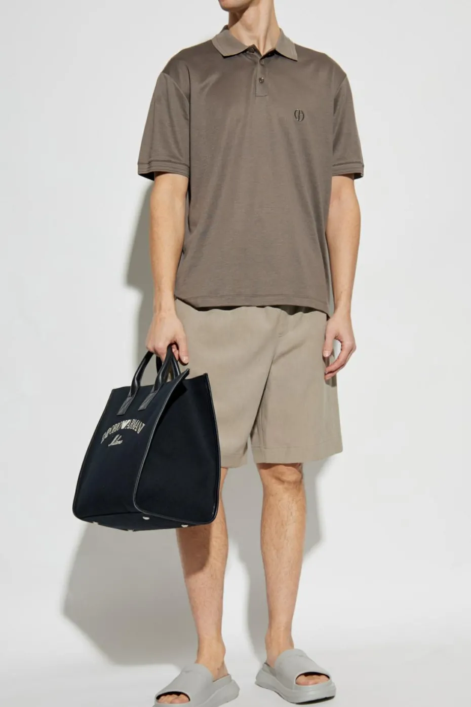Giorgio Armani BRĄZOWY Polo z wyszytym logo