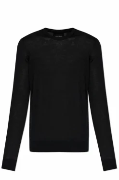 Giorgio Armani CZARNY Cienki wełniany sweter