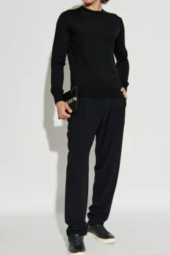 Giorgio Armani CZARNY Cienki wełniany sweter