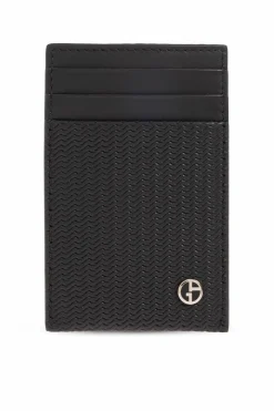 Giorgio Armani CZARNY Etui na karty z klipsem na banknoty