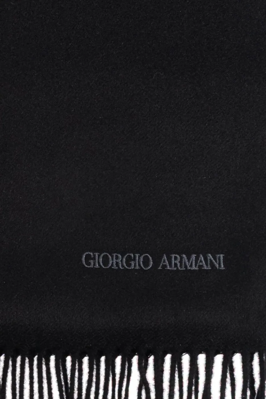 Giorgio Armani CZARNY Kaszmirowy szal z frędzlami