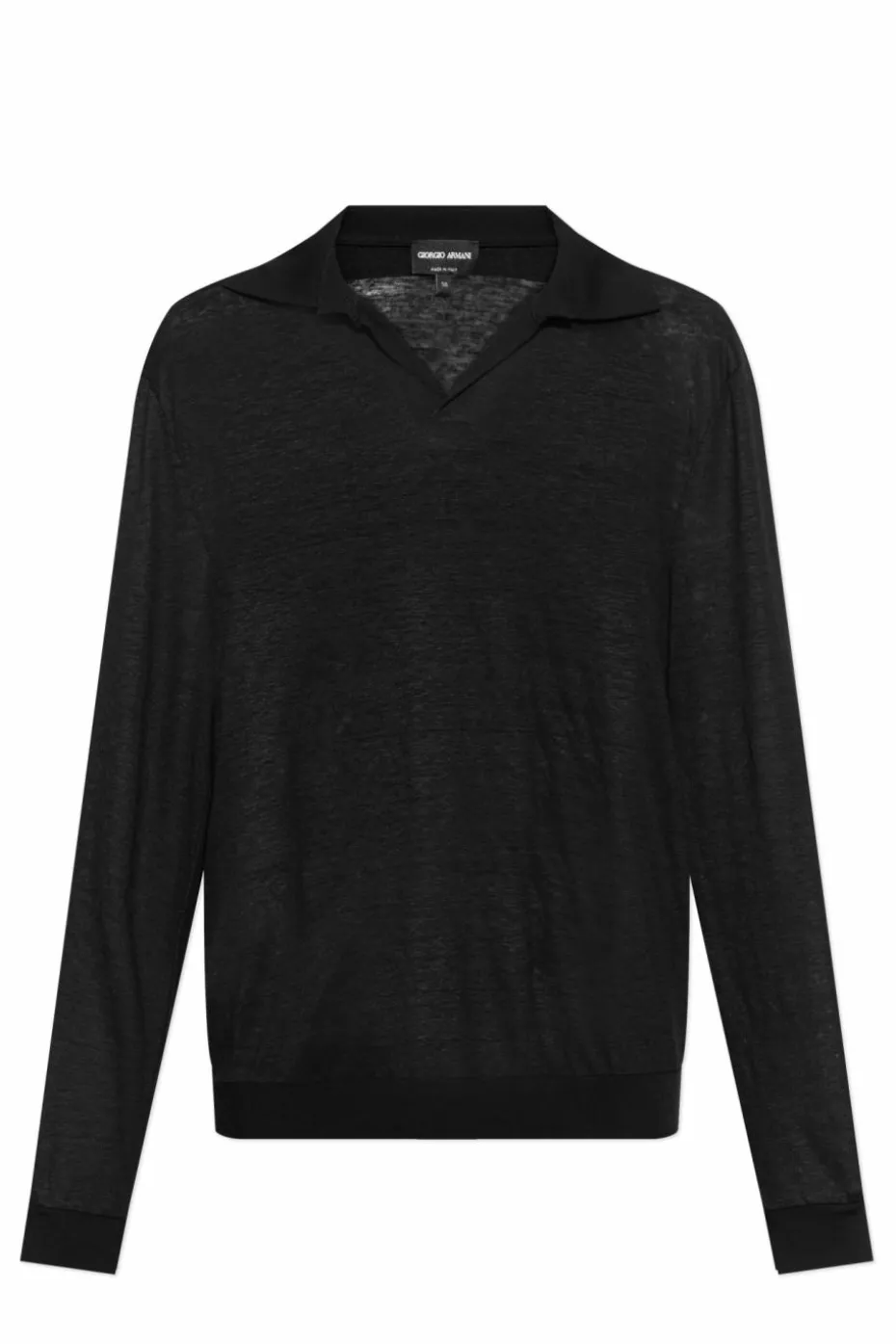 Giorgio Armani CZARNY Lniane polo