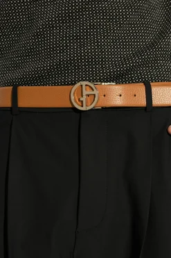 Giorgio Armani CZARNY Skórzany pasek