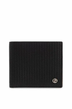 Giorgio Armani CZARNY Skórzany portfel z logo