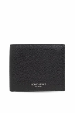 Giorgio Armani CZARNY Skórzany portfel
