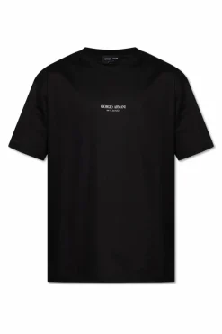 Giorgio Armani CZARNY T-shirt z nadrukowanym logo