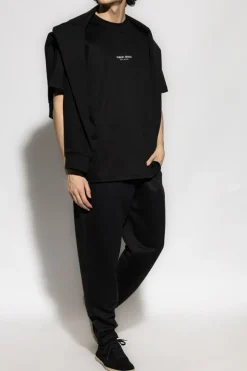 Giorgio Armani CZARNY T-shirt z nadrukowanym logo