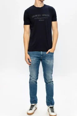 Giorgio Armani CZARNY T-shirt z logo