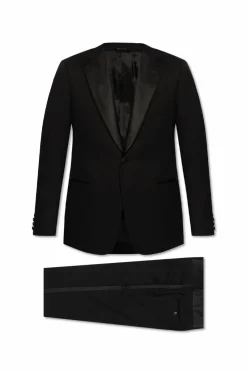 Giorgio Armani CZARNY Wełniany garnitur