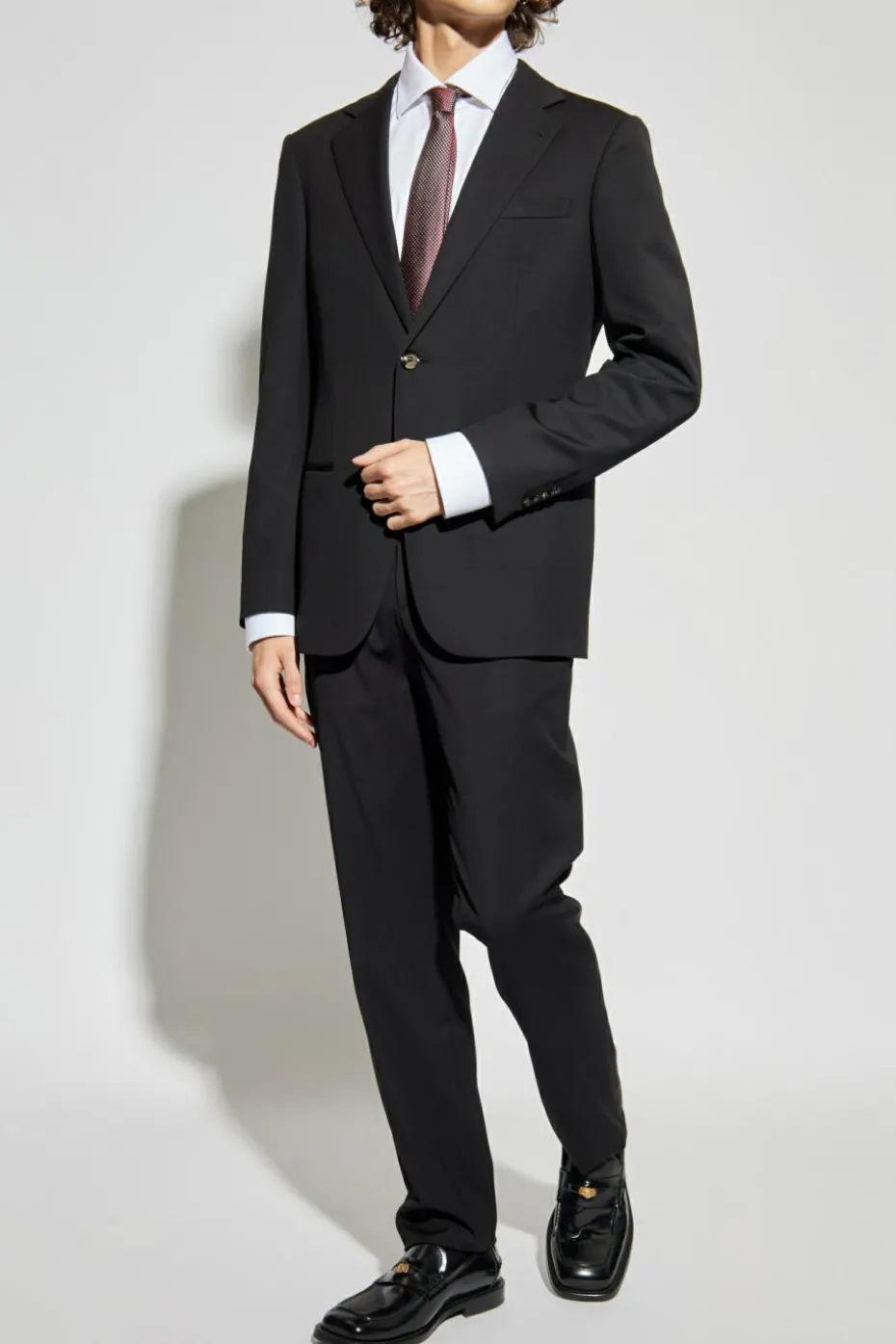 Giorgio Armani CZARNY Wełniany garnitur