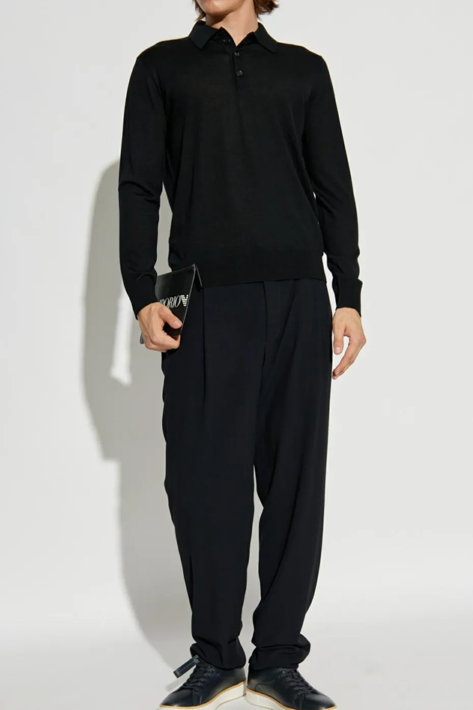 Giorgio Armani CZARNY Wełniany sweter
