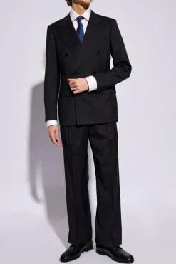 Giorgio Armani CZARNY Wełniany garnitur